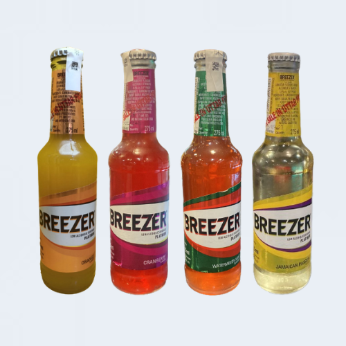 <h4>Breezer Flavourd Beer</h4>
                                    <div class='border-bottom my-3'></div>
                                    <table id='alt-table' cellpadding='3' cellspacing='1' border='1' align='center' width='80%'>
                                        <thead id='head-dark'><tr><th>Quantity</th><th>Price/Unit</th></tr></thead>
                                        <tr><td>250ml</td><td>₹100</td></tr>
                                        <tr><td>250ml</td><td>₹120</td></tr>
                                        <tr><td>250ml</td><td>₹120</td></tr>
                                        <tr><td>250ml</td><td>₹120</td></tr>
                                    </table>
                                    <b class='text-start'>Description :</b>
                                            <p class='text-justify mt-2'>Breezer is an alcopop that has a liquor base (usually white rum) and is artificially sweetened or flavored with fruit juices before bottled in carbonated form. On the other hand, beer is a naturally fermented beverage made from barley or a combination of grains, yeast, and hops.</p>