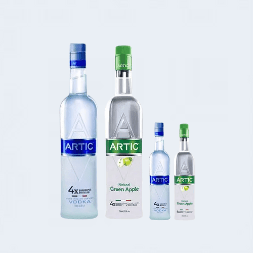 <h4>Artic Flavoured Vodka</h4>
                                        <div class='border-bottom my-3'></div> 
                                    <table id='alt-table' cellpadding='3' cellspacing='1' border='1' align='center' width='80%'>
                                        <thead id='head-dark'><tr><th>Quantity</th><th>Price/Unit</th></tr></thead>
                                        <tr><td>180ml</td><td>₹190</td></tr>
                                        <tr><td>750ml</td><td>₹750</td></tr>
                                    </table>
                                    <b class='text-start'>Description :</b>
                                            <p class='text-justify mt-2'>Artic is a 100% pure grain vodka prepared with natural mineral water and a secret Italian ingredient. It goes through a meticulous quadruple distillation process and multiple filtrations to provide you a distinctive character and superior taste, making your drinking experience simply divine.</p>