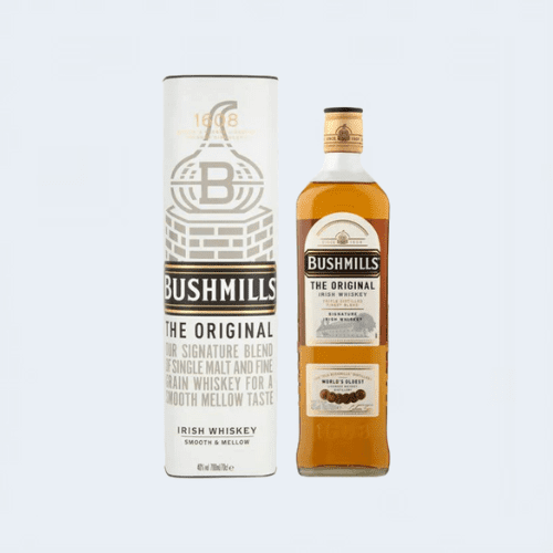 <h4>Bushmills Original Blended Scotch Whiskey</h4>
                            <div class='border-bottom my-3'></div>                     
                            <table id='alt-table' cellpadding='3' cellspacing='1' border='1' align='center' width='80%'>
                                                    <thead id='head-dark'><tr><th>Quantity</th><th>Price/Unit</th></tr></thead>
                                                    <tr><td>700ml</td><td>₹2160</td></tr>
                                                </table>
                                                <b class='text-start'>Description :</b>
                                                <p class='text-justify mt-2'>Bushmill's original whisky is a smooth, easy-drinking whiskey that has been produced in Ireland for centuries. Bushmills Original is made up of grain whiskey matured for five years before blending with malt whiskeys. Bushmill's Irish whiskey is triple distilled and very supple.</p>