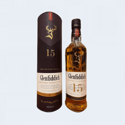<h4>Glenfiddich 15YO Single Malt Scotch Whiskey</h4>
                                             <div class='border-bottom my-3'></div> 
                                            <table id='alt-table' cellpadding='3' cellspacing='1' border='1' align='center' width='80%'>
                                                <thead id='head-dark'><tr><th>Quantity</th><th>Price/Unit</th></tr></thead>
                                                <tr><td>700ml</td><td class='price'>₹5470</td></tr>
                                            </table>
                                            <b class='text-start'>Description :</b>
                                            <p class='text-justify mt-2'>Glenfiddich 15YO Single Malt Scotch Whiskey Aged in European oak sherry casks and new oak casks, the whisky is mellowed in our unique Solera Vat, a large oak tun inspired by the sherry bodegas of Spain and Portugal.</p>